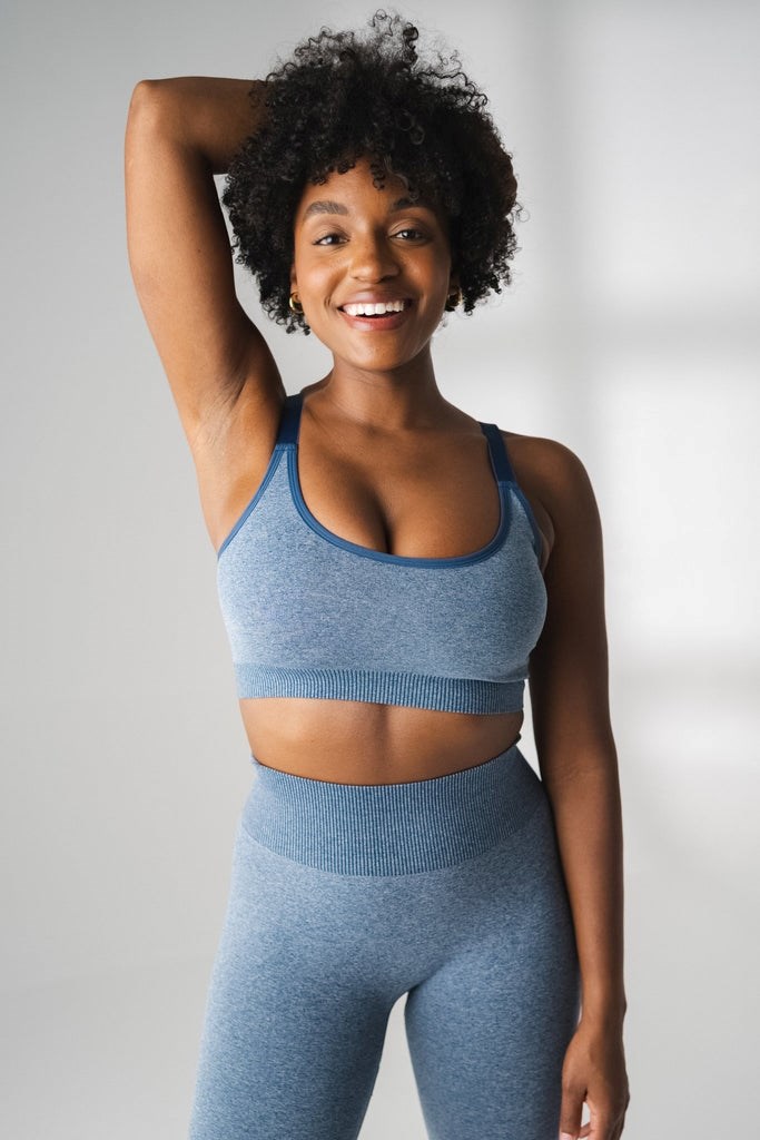 Navy Heather Vitality The Formation Scoop Bra | NBZUGK216